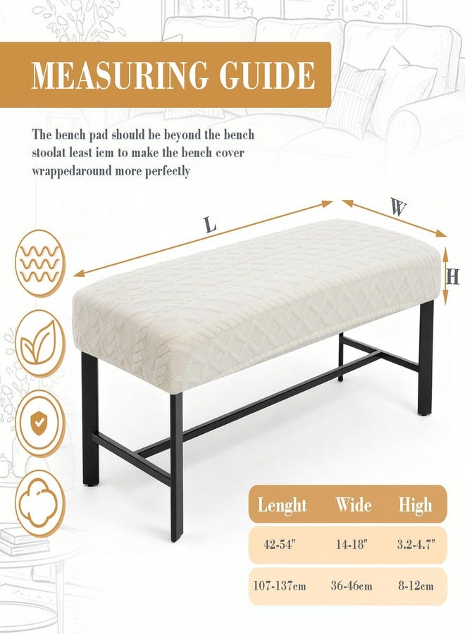 Gilprop Stretch Jacquard Beige Dining Bench Cover, Dustproof Removable Jacquard Bench Seat Protector Slipcover, Rectangle Soft Elastic Cover for Dining Room Living Room Bedroom Kitchen Hotel - Image 2
